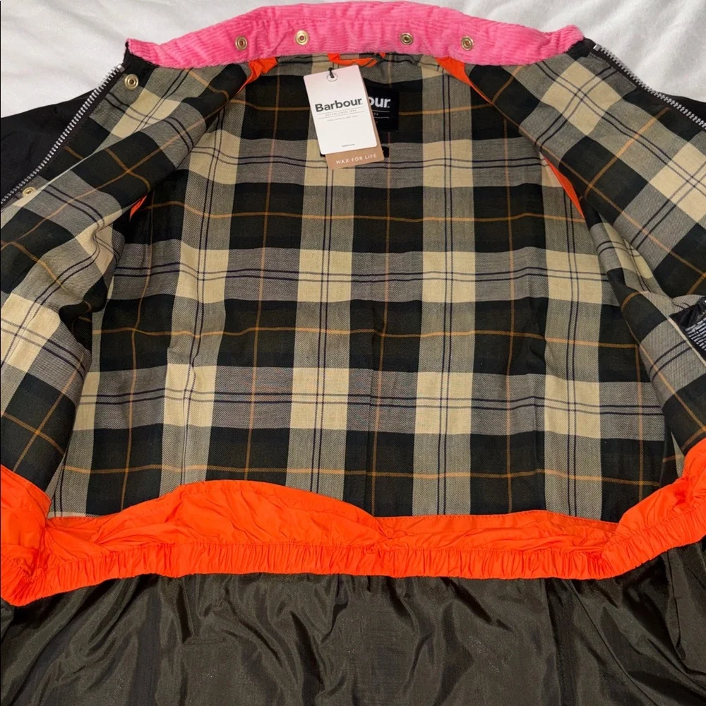 NWT BARBOUR X FLOWER MOUNTAIN Jacket in Black/ Fuchsia - Picture 14 of 16